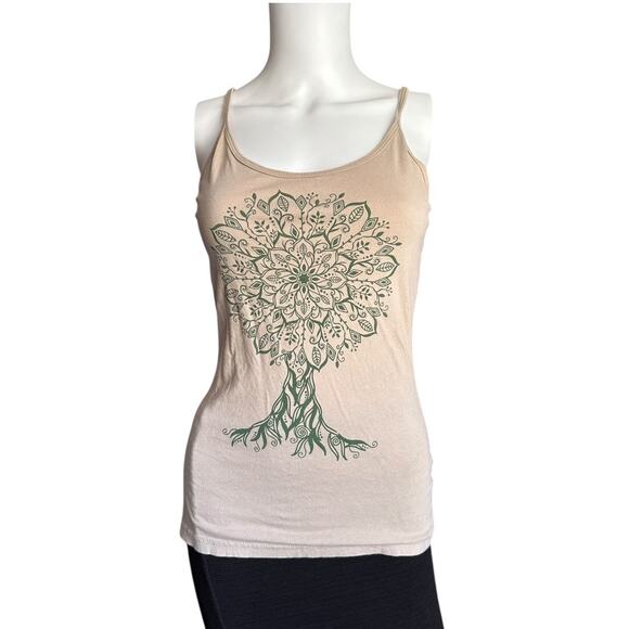 Soul Flower womens beige small tank top tree mandala eco-friendly hippie Boho - Picture 5 of 6